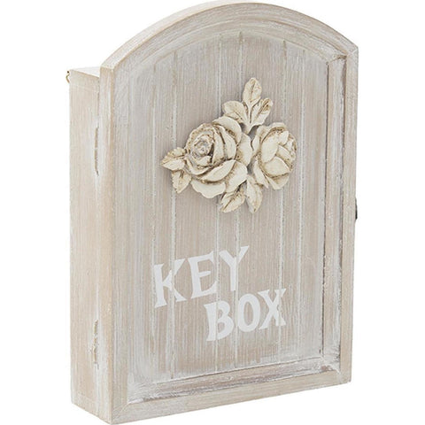 INART Cassetta Porta chiavi da muro con sportello in legno beige 17x5x24cm