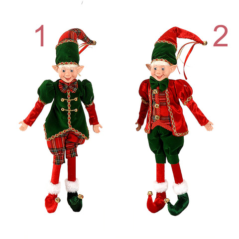 VETUR Decorazioni di Natale elfi rosso e verde in resina e tessuto 2 varianti 45 cm