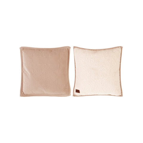 BLANC MARICLO' Cuscino arredo quadrato con pelliccia ecologica rosa 50x50 cm