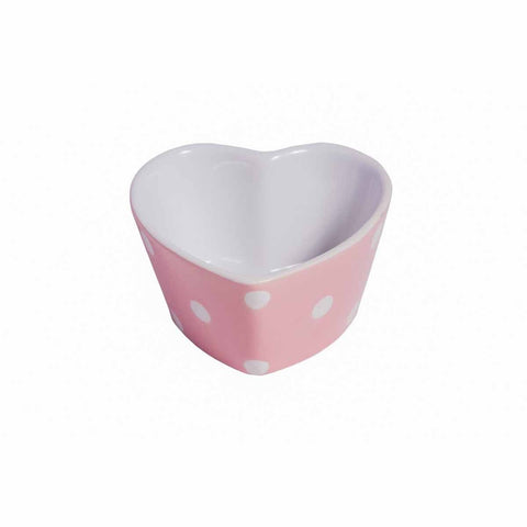 ISABELLE ROSE Terrina ciotola a cuore ceramica rosa a pois 10x10x6 cm IR5902