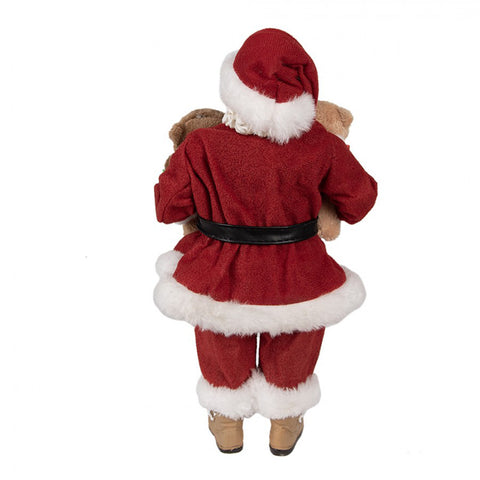 Clayre & Eef Babbo Natale con peluche in tessuto rosso 16x8xh28cm
