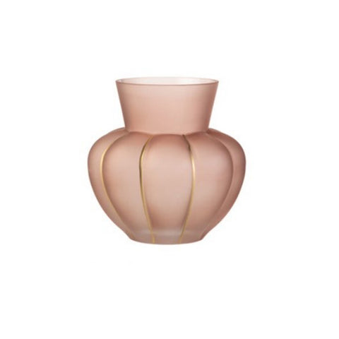 L'arte di Nacchi Vaso in vetro rosa rigato oro "Geometric" D20xH21 cm