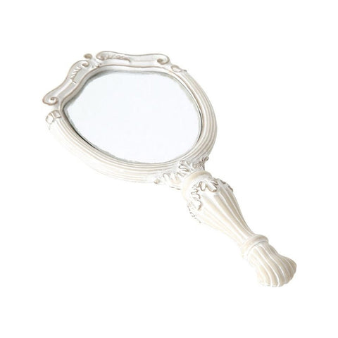 MAGNUS Specchio con manico FAINA in resina beige 23 cm