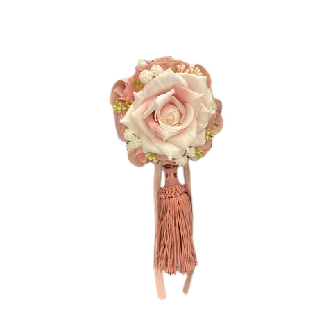 MATA CREAZIONI Nappa grande profumata con rose decoro floreale cotone rosa 25 cm