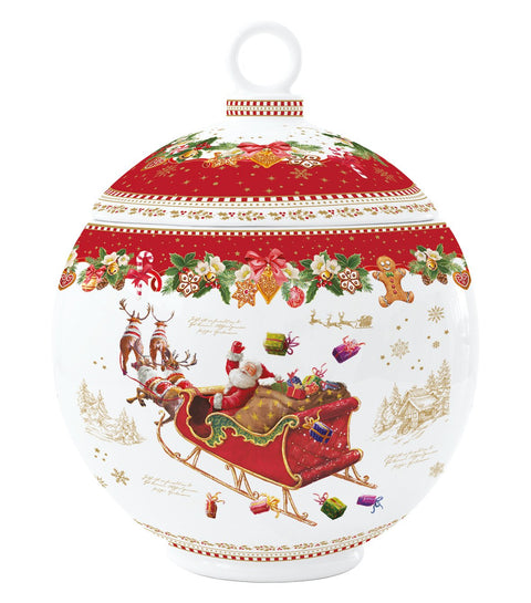 EASY LIFE Biscottiera a forma di pallina di Natale in porcellana 18*23 cm