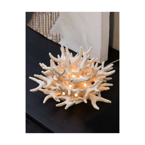 EMO' ITALIA Lampada fondale con LED idea bomboniera porcellana lilla H10 cm