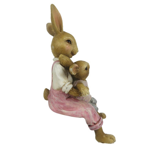 CLAYRE & EEF Set 2 conigli decorazioni Pasqua beige e rosa 6x6x15 cm