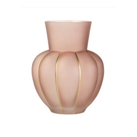 L'arte di Nacchi Vaso in vetro rosa rigato oro "Geometric" D21xH26,5 cm