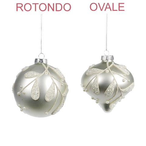GOODWILL Decoro natalizio per albero pallina argento in vetro 2 varianti (1pz)