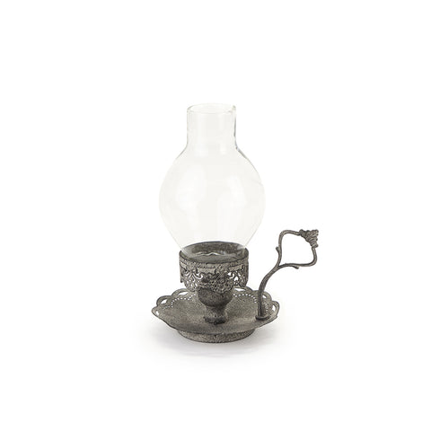 NUVOLE DI STOFFA Lanterna portacandela con vetro in metallo effetto anticato, Vintage Shabby Chic Bello Epoque