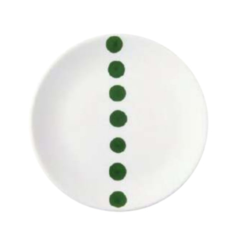 EASY LIFE set 6 piatti in ceramica VERDE PUNTI avorio con decori verdi Ø 20,5 cm