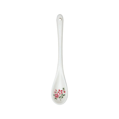 GREENGATE Cucchiaino in porcellana AVERY WHITE bianco con fiori 15.5cm STWSPOAVY0106