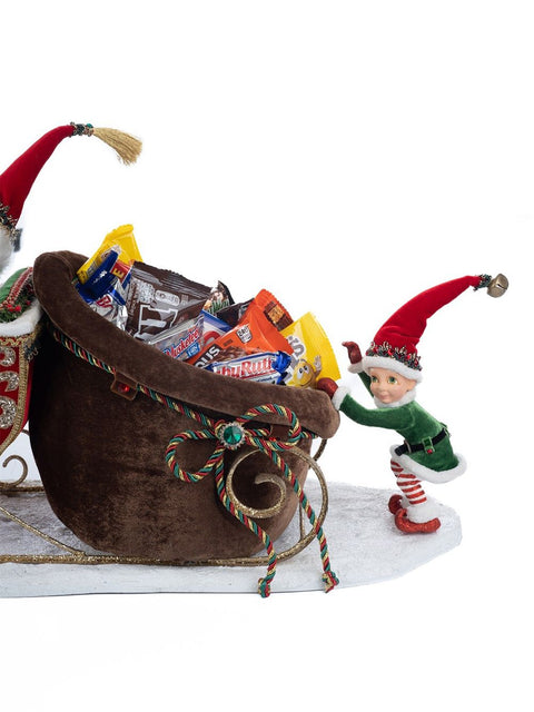 GOODWILL Decoro natalizio Babbo natale in slitta con renna e elfo