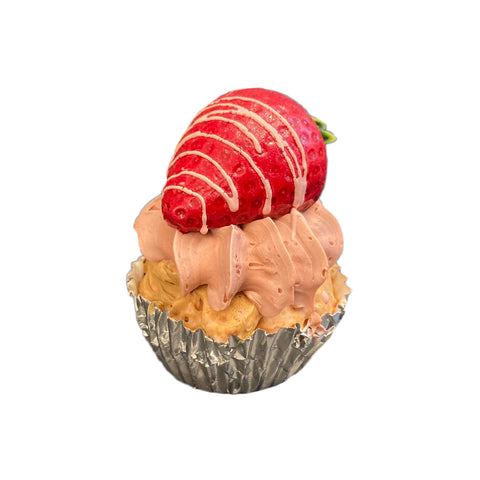 I DOLCI DI NAMI Muffin con fragola artificiale decoro dolce artigianale Ø7 H8 cm