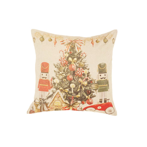 BLANC MARICLO' Cuscino arredo natalizio quadrato CHRISTMAS CAROL cotone 50x50 cm