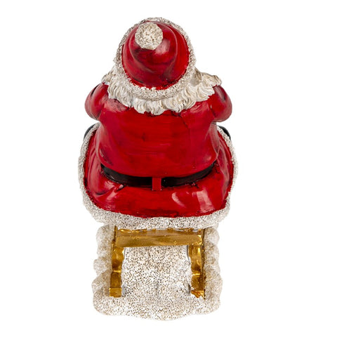 CLAYRE E EEF Decorazione Natalizia Babbo Natale in slitta con cane effetto legno 24x2x16 cm