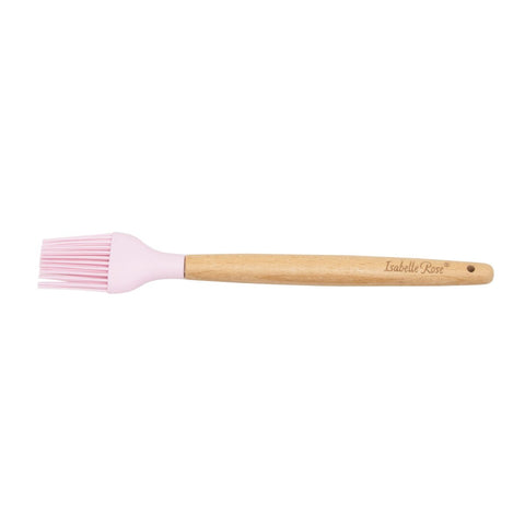 ISABELLE ROSE Pennello da cucina in silicone con manico in legno rosa 27 cm