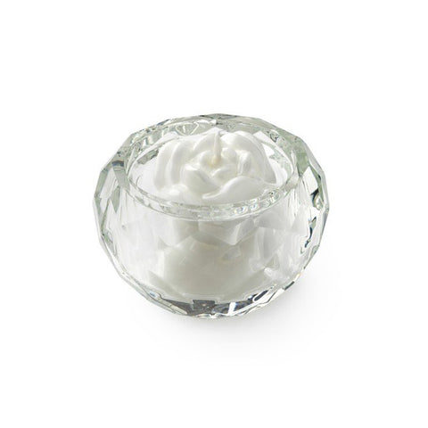 HERVIT Porta tealite in cristallo con candela bianca Ø8x5 cm 27755