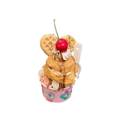 I DOLCI DI NAMI Coppa gelato sintetica con waffle e bignè artigianale Ø7 H13 cm