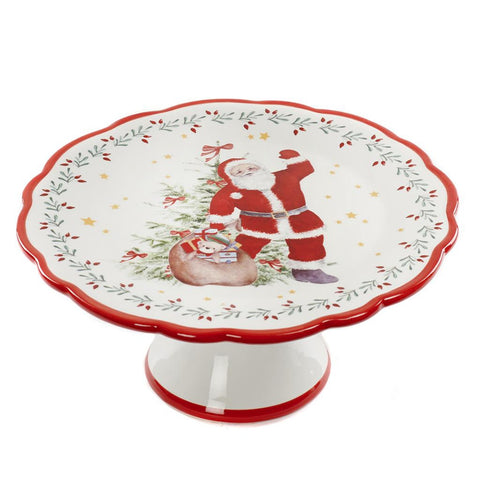 GOODWILL Alzatina Babbo Natale piatto torta natalizio porcellana Ø21,5 H9,6 cm