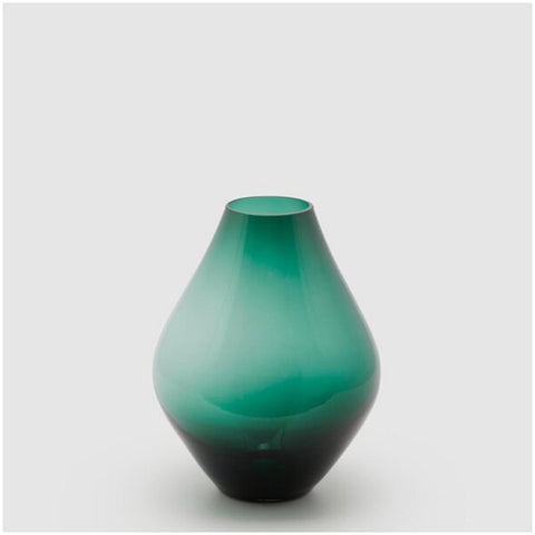 Edg - Enzo de Gasperi Vaso biconic in vetro verde scuro D25xH32 cm