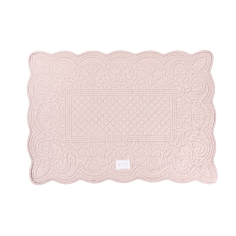 NUVOLE DI STOFFA Set due tovagliette americane quilt rosa in cotone, Shabby Chic Demetra 33x50 cm