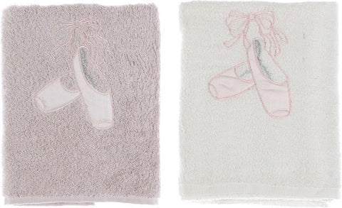 BLANC MARICLO' BALLET Coppia asciugamani in spugna bianco e rosa A28248
