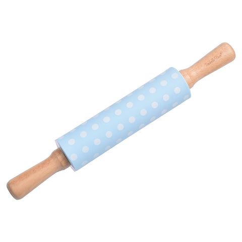 ISABELLE ROSE Mattarello per bambini in silicone blu con pois 30 cm ROL06