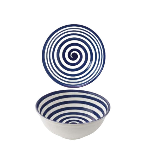 EASY LIFE insalatiera in ceramica BLU SPIRALE avorio con dettagli blu Ø 27 cm