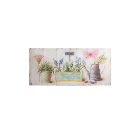 BLANC MARICLO' Quadro tela dipinto floreale legno beige 2 varianti 51x3x23 cm