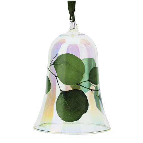 Hervit Campana in vetro floreale verde "Botanic" D8xH12 cm