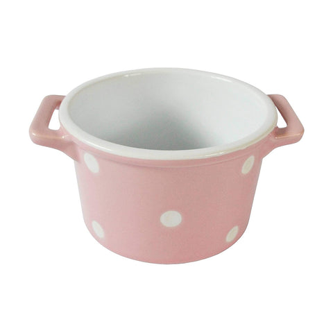 ISABELLE ROSE Ciotola con manici ceramica rosa a pois 16x13x8,5 cm IR5517