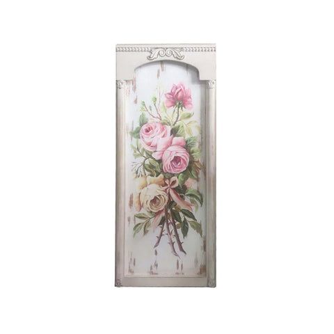 BLANC MARICLO' Quadro tela dipinto rose legno beige 2 varianti 25,4x2,7x61 cm