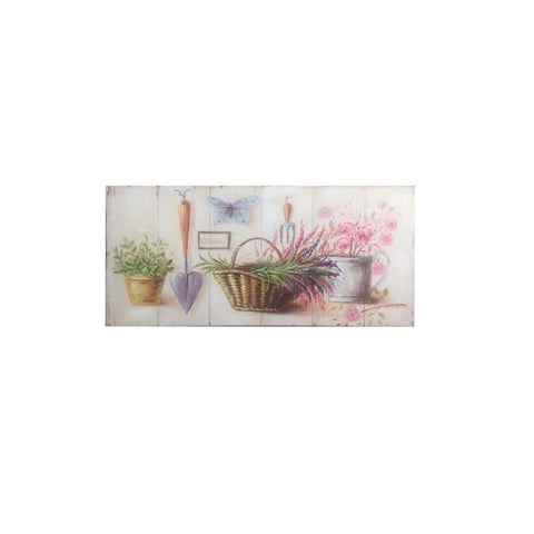 BLANC MARICLO' Quadro tela dipinto floreale legno beige 2 varianti 51x3x23 cm