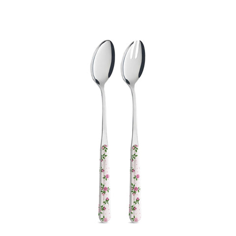 NEVA Set posate insalata cucchiaio e forchetta ROSES con manico decorato BD14015_CI