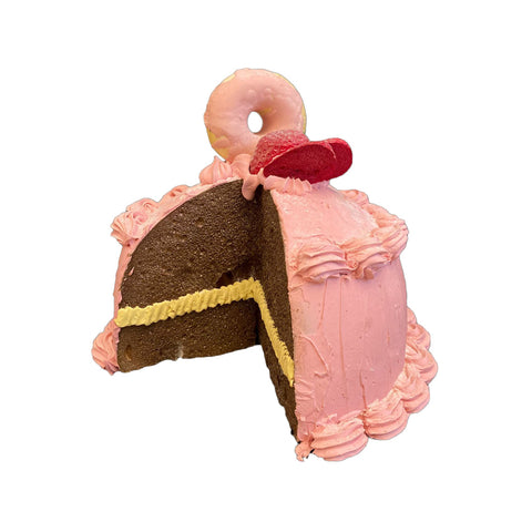 I DOLCI DI NAMI Torta tagliata con panna rosa decoro artigianale Ø25 H20 cm