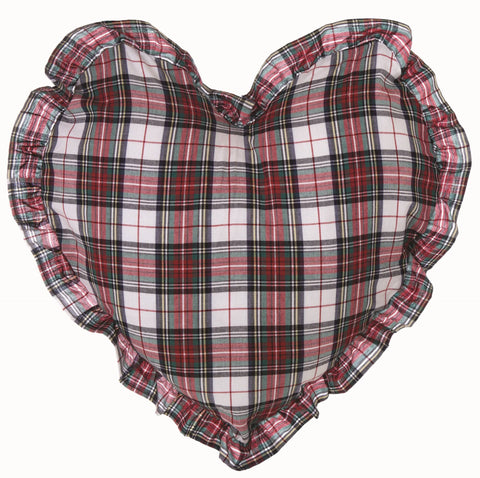 BLANC MARICLO' Cuscino a forma di cuore con gale rosso e grigio 60 X 60cm A29818