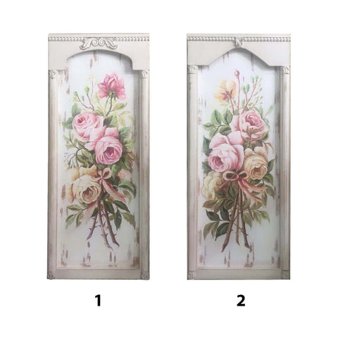 BLANC MARICLO' Quadro tela dipinto rose legno beige 2 varianti 25,4x2,7x61 cm