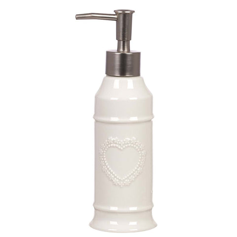 BLANC MARICLO' Dispenser porta sapone con cuore in ceramica bianco 6x6x21 cm