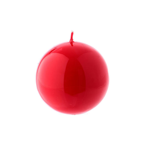 EDG Candela decorativa a forma di sfera laccata rossa rotonda lucida Ø10 cm