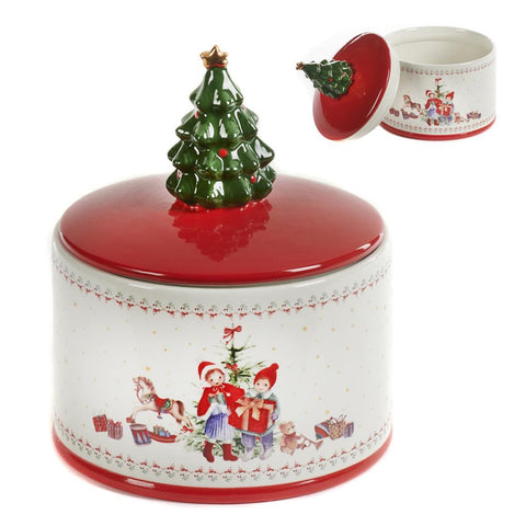 GOODWILL Biscottiera barattolo natalizio con coperchio porcellana Ø19 H19 cm