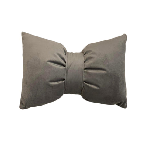 RIZZI Cuscino arredo velluto cuscino a forma di fiocco cotone grigio 30x50 cm