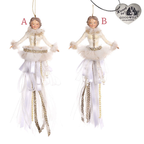 GOODWILL Pendente Fanciulla in resina con abito e perle H18 cm 2 varianti (1pz)