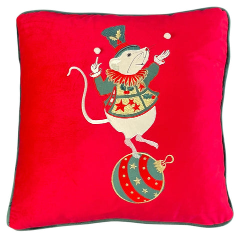 Coussin Boule de Noël Clodette Mickey Mouse « Cirque de Noel » 47x47 cm 3 variantes (1 unité)