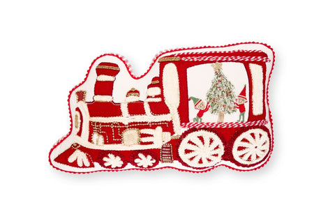 Nuvole di Stoffa Cuscino arredo a forma di treno decoro natalizio "VINTAGE TOYS" 30x45 cm