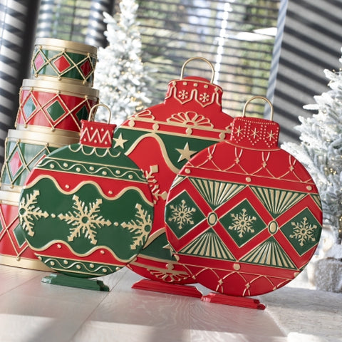 Présentoir de boules de Noël plates en métal Hervit D40xH54 cm