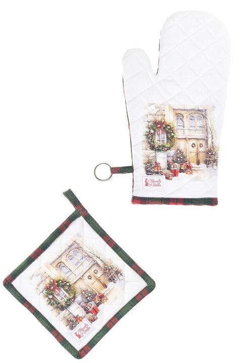 Cloth Clouds Set Glove + Potholder "Christmas is Coming" 6 variants (2 units)