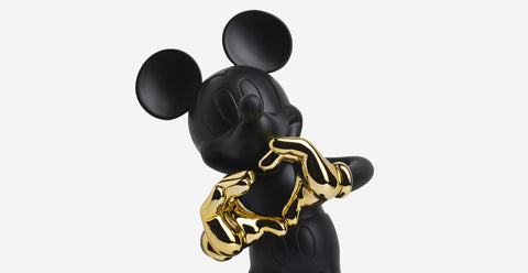 LEBLON DELIENNE Statuina Topolino con Amore piccolo nero/oro 18.5xH30 cm