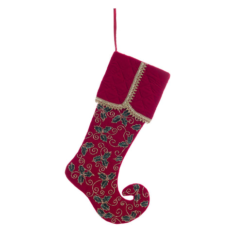 Chaussette de Noël brodée Épiphanie Blanc Mariclò H37 cm