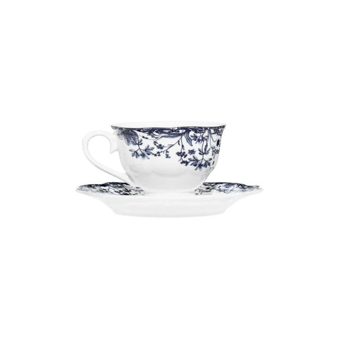 Estia Home Coffret de 6 tasses à café en porcelaine blanc/bleu "Rêverie" 90 ml